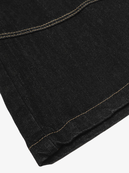 Denim Jorts with Contrast Stitching