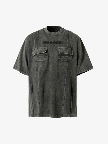 Retro Distressed Multi-Pocket Tee