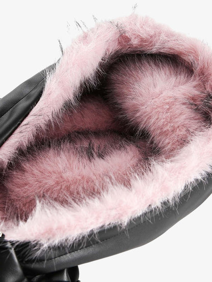 Quilted Pink Leather Jacket with Fur Hood
