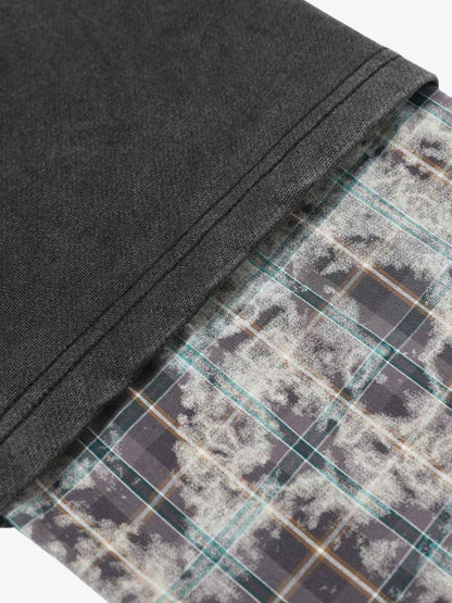 Washed Faux Two-Piece Long Sleeve Racing Tee