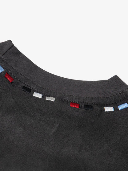Embroidered Neckline Oversized Tee