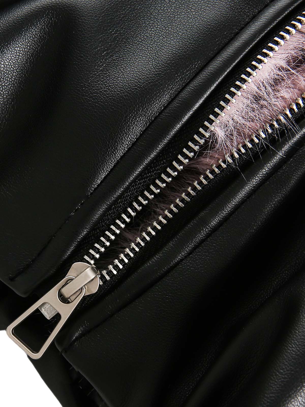 Quilted Pink Leather Jacket with Fur Hood