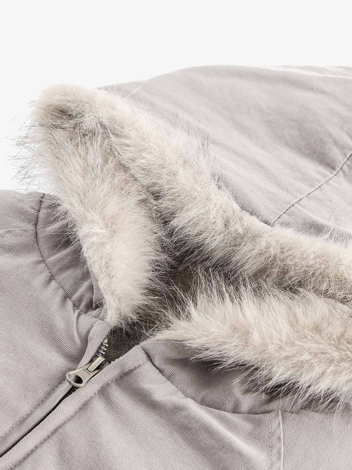 Quilted Jacket with Spliced Fur Hood