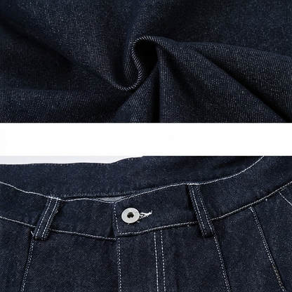 Deep Blue Pleated Wide-Leg