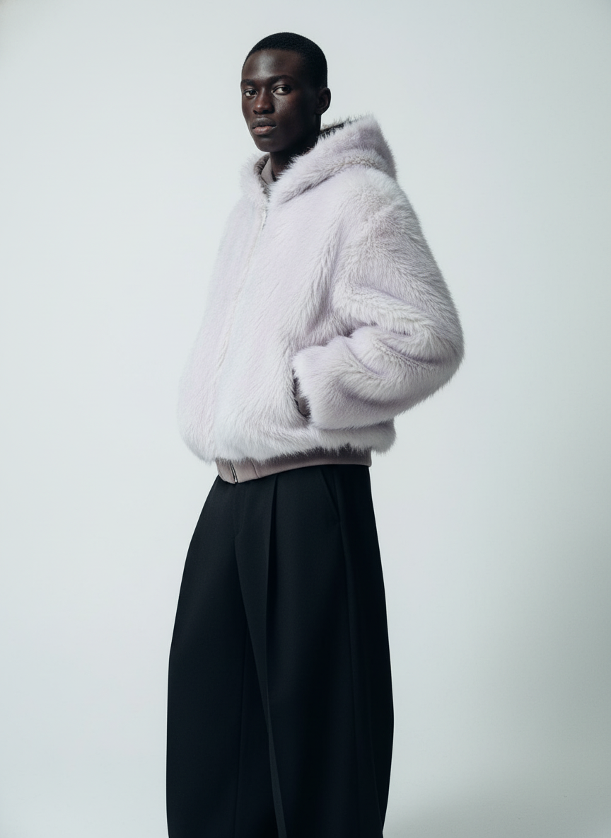 Reversible Oversized Fur Hooded Jacket