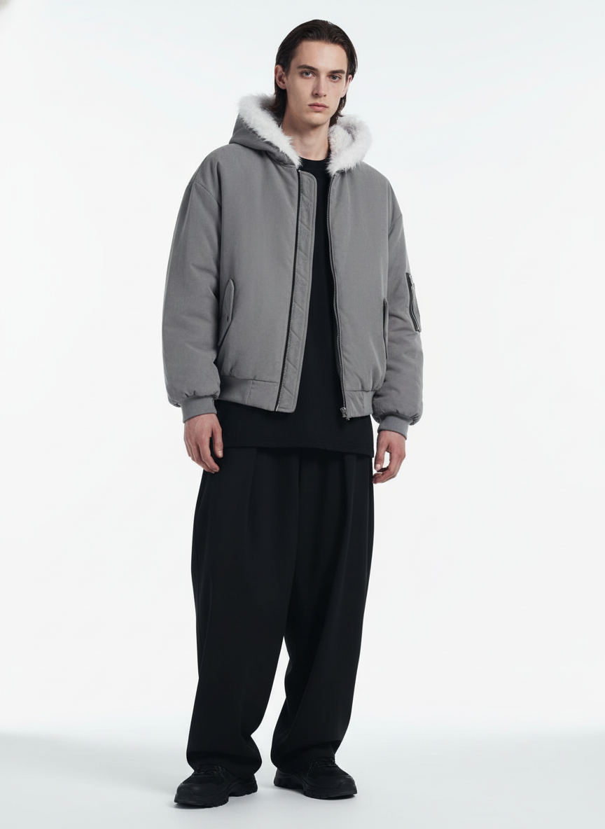 Reversible Oversized Fur Hooded Jacket