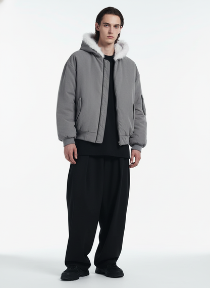 Reversible Oversized Fur Hooded Jacket