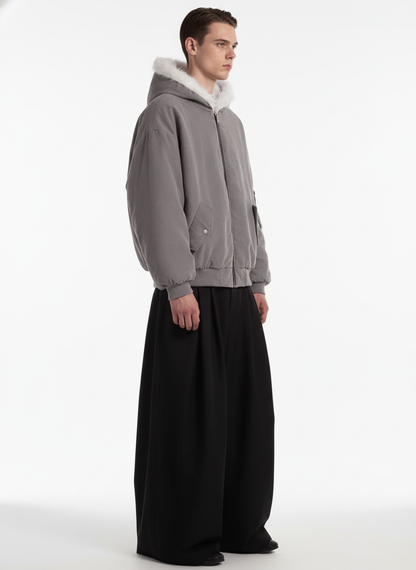 Reversible Oversized Fur Hooded Jacket