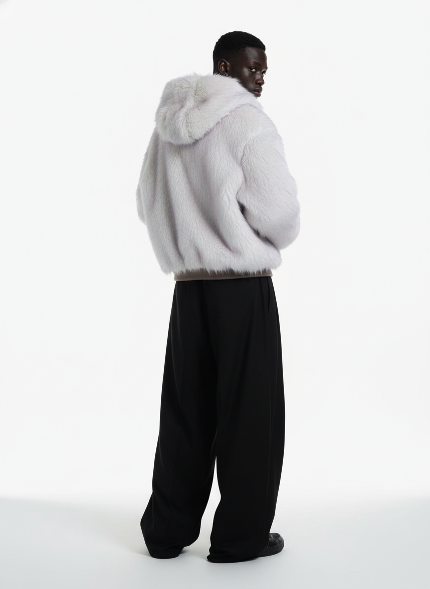 Reversible Oversized Fur Hooded Jacket